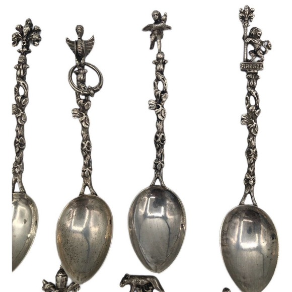 Set 11 Italian 800 Silver Demitasse Figural Souvenir Spoons Made in Italy 144g - Picture 6 of 11